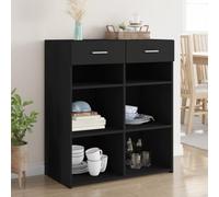 sephironlbb Buffet Noir en Bois d'ingénierie 80x42,5x93 cm avec 2 tiroirs, Meuble de Rangement Pratique pour Salon séjour Cuisine entrée, Console Commode bahut vaisselier élégant