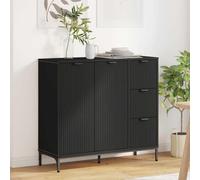sephironlbb Buffet Noir en Bois d'ingénierie 89,5 x 33 x 82 cm avec 3 tiroirs et 2 Portes, Meuble de Rangement rectangulaire pour Salon, Cuisine, Salle à Manger, Console Pratique et Design Moderne