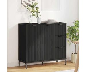 sephironlbb Buffet Noir en Bois d'ingénierie 89,5 x 33 x 82 cm avec 3 tiroirs et 2 Portes, Meuble de Rangement rectangulaire pour Salon, Cuisine, Salle à Manger, Console Pratique et Design Moderne