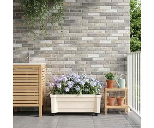 sephironlbb Calypso Pot de fleurs avec roulettes - Blanc - En polypropylène robuste - 79 x 35 x 33 cm - Résistant aux intempéries - Pour jardin, terrasse, balcon - Avec système d'arrosage pour un