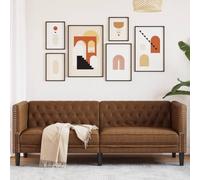 sephironlbb Canapé à 3 Places Chesterfield Marron en Similicuir Daim 194x74,5x70,5 cm avec Dossier tufté, accoudoirs rembourrés, Pieds Robustes pour Salon séjour Bureau, Assise Confortable Durable