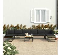 sephironlbb Canapé d'angle de Jardin Aluminium à 5 Places avec Coussins, modules Confortables pour Salon extérieur terrasse Balcon Patio, mobilier Lounge Durable en WPC pour détente et réception