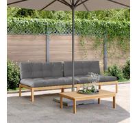 sephironlbb Canapés centraux Palette Jardin 2 pièces en Bois d'acacia Massif avec Coussins Gris imperméables pour Salon extérieur terrasse Balcon Patio détente et réception