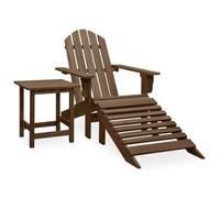 sephironlbb Chaise de Jardin Adirondack en Bois de Sapin Marron avec Pouf Amovible et Table pour terrasse Balcon Patio Salon Jardin mobilier extérieur détente Conversation