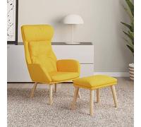 sephironlbb Chaise de Relaxation avec Repose-Pied Jaune Moutarde en Tissu, Fauteuil Confortable avec Dossier et accoudoir, siège Salon Bureau Chambre pour détente et Lecture, Cadre métal Robuste