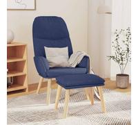 sephironlbb Chaise de Relaxation Bleu en Tissu avec Tabouret, Fauteuil Confortable avec accoudoir et Dossier, siège pour Salon Bureau Chambre, Repose-Pieds pour détente et Repos Quotidien