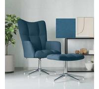 sephironlbb Chaise de Relaxation Bleu Velours avec Tabouret, siège pivotant 360 degrés, Dossier et accoudoirs rembourrés, Fauteuil Confortable pour Salon Bureau Chambre détente