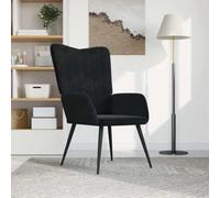 sephironlbb Chaise de Relaxation en Velours Noir avec Dossier capitonné, Assise Confortable 61x70x96,5 cm, Cadre Acier Durable, Fauteuil pivotant inclinable avec accoudoirs pour Salon Bureau Chambre