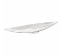 sephironlbb Corbeille à fruits en aluminium argenté avec surface brillante 53 x 9 x 10 cm, panier décoratif pour salon et cuisine, rangement polyvalent pour jouets, linge, plantes et bureau
