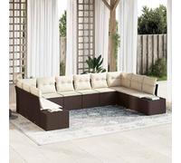 sephironlbb Ensemble canapé Jardin 10 Places Marron polyrotin modulable avec Coussins pour terrasse Patio Balcon véranda détente Repas extérieur