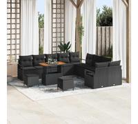sephironlbb Ensemble canapé Jardin 13 pcs Noir en Poly rotin avec Coussins, modules modulaires, accoudoirs arrondis, Rangement intégré, idéal terrasse Balcon Piscine pour détente et réception