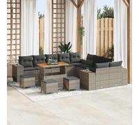 sephironlbb Ensemble canapé Jardin 14 pcs en polyrotin Gris avec Coussins modulables Table réglable mobilier extérieur terrasse Balcon Salon détente Repas