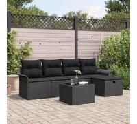 sephironlbb Ensemble canapé Jardin 6 pcs Noir polyrotin avec Coussins, modules modulaires et Table réglable, résistant aux UV pour Salon extérieur terrasse Balcon Patio détente apéritif