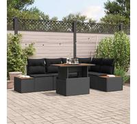 sephironlbb Ensemble canapé Jardin 6 pièces Noir Poly rotin modulable avec Rangement Grande capacité pour terrasse Balcon Patio Repas détente apéritif réception extérieur