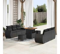 sephironlbb Ensemble canapé Jardin 9 pièces Noir polyrotin modulable avec Coussins Rangement extérieur terrasse Patio Balcon, mobilier Salon détente Confort Famille réception apéritif