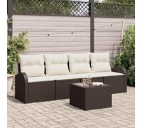 sephironlbb Ensemble canapé Jardin Marron en polyrotin 55 x 55 x 37 cm modulable avec Coussins Amovibles pour terrasse Balcon Patio Salon extérieur détente et réception