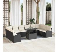 sephironlbb Ensemble canapé Jardin modulable 11 pcs Noir Poly rotin avec Table réglable, Coussins Confortables, Sac Rangement résistant, idéal terrasse Balcon Patio pour Repas apéritif détente