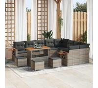sephironlbb Ensemble canapé Jardin modulable 14 pcs polyrotin Gris avec Coussins résistants UV pour terrasse Balcon Salon extérieur détente et réception