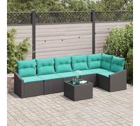 sephironlbb Ensemble canapé Jardin modulable 7 pièces en polyrotin Noir avec Coussins, Table Basse réglable, mobilier extérieur terrasse Balcon pour Repas apéritif convivialité détente