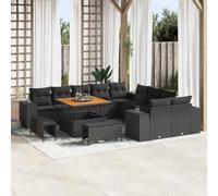sephironlbb Ensemble canapé Jardin modulaire 13 pcs Noir polyrotin avec Coussins Amovibles Table réglable pour terrasse Salon extérieur Balcon détente Repas apéritif