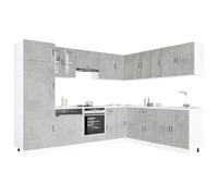 sephironlbb Ensemble d'armoires de Cuisine 14 pcs Porto Bois d'ingénierie Gris béton Meuble Rangement Cuisine avec tiroirs et Portes, Placard Colonne, étagère et casier, idéal pour Salon