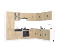 sephironlbb Ensemble d'armoires de Cuisine Porto 14 pcs Bois d'ingénierie chêne Sonoma avec Rangement spacieux, tiroirs, placards et étagères pour Organiser Vaisselle, ustensiles, casseroles