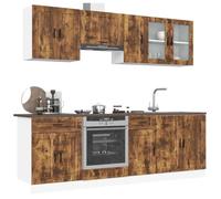 sephironlbb Ensemble de 8 Meubles de Cuisine en chêne fumé Porto, Armoire, Buffet, Placard, tiroir, étagère, Colonne, Rangement pour Vaisselle et ustensile, Organisation Cuisine