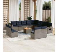 sephironlbb Ensemble de canapé de Jardin modulable 14 pièces avec Coussins Gris résine tressée pour terrasse, Patio ou Balcon, mobilier extérieur Durable et Confortable