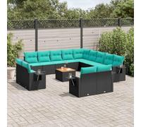 sephironlbb Ensemble de canapé de Jardin modulable 14 pièces avec Coussins Noirs résine tressée pour terrasse Balcon Patio et Salon d'extérieur