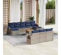sephironlbb Ensemble de canapé modulable de Jardin 11 pièces avec Coussins Gris résine tressée pour terrasse Balcon Patio Veranda Salon détente
