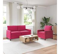 sephironlbb Ensemble de canapés 2 pièces Bordeaux Velours avec Coussins Confortables, Cadre métal Robuste, Dimensions adaptées Petits et Grands espaces, Usage Salon séjour Bureau détente