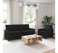 sephironlbb Ensemble de canapés 2 pièces Noir Velours avec Coussins Doubles, Cadre métal Robuste, Dimensions adaptées Petits et Grands espaces, Usage Salon séjour Bureau pour détente et Confort