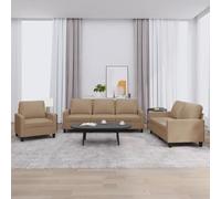 sephironlbb Ensemble de canapés 3 pièces en Similicuir Cappuccino avec Coussins, fauteuils Confortables pour Salon séjour Bureau, Design Moderne avec accoudoirs et Dossier rembourrés