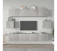 sephironlbb Ensemble de Meubles TV 6 pièces Gris béton en Bois d'ingénierie, Support Mural Suspendu, Rangement avec tiroirs et niches pour Salon séjour Chambre multimédia