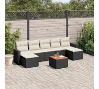 sephironlbb Ensemble de mobilier de Jardin 8 pièces avec Coussins Noirs résine tressée pour terrasse Balcon Patio Salon détente Module modulable avec Table et Repose-Pieds