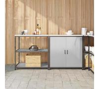 sephironlbb Ensemble de Rangement Cuisine HATTEM 2 pcs Acier Inoxydable argenté avec 4 étagères, Meuble Armoire Buffet vaisselier pour Organiser ustensiles et épices, idéal pour Cuisine et extérieur