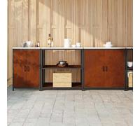 sephironlbb Ensemble de Rangement Cuisine HATTEM 3 pcs Acier rouillé 6 étagères 4 Portes Meuble Buffet vaisselier Colonne pour Organiser Vaisselle ustensile et casseroles dans Salon et buanderie