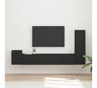 sephironlbb Ensemble Meuble TV 3 pièces Noir en Bois d'ingénierie, Meuble télévision Mural avec Placard, étagère et tiroir pour Salon séjour Chambre multimédia, Rangement Console Audio vidéo