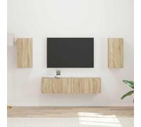 sephironlbb Ensemble Meuble TV 4 pièces chêne Sonoma Bois d'ingénierie avec tiroirs Portes et étagères pour Salon séjour Chambre multimédia Audio vidéo Rangement Pratique