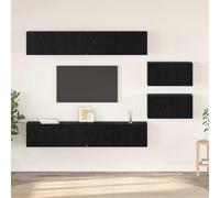 sephironlbb Ensemble Meuble TV 6 pcs en Bois d'ingénierie chêne Noir, Meuble Mural Moderne avec Portes à charnières, Rangement modulable pour Salon séjour Chambre multimédia