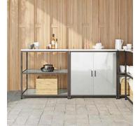 sephironlbb Ensemble Rangement Cuisine HATTEM 2 pcs Acier galvanisé argenté 90x50x92 cm avec 4 étagères 2 Portes Meuble Buffet vaisselier Organisateur pour Salon entrée buanderie
