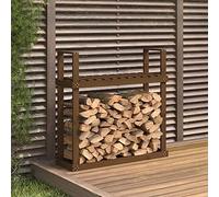 sephironlbb Étagère à bûches de cheminée, marron miel, en pin massif, 110 x 35 x 108,5 cm, support en bois pour le stockage du bois de chauffage, aide à l'empilage à l'intérieur et à l'extérieur, pour