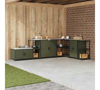 sephironlbb Étagère de Cuisine HATTEM Vert Olive 40 x 50 x 92 cm Acier Cadre Robuste avec étagères en Bois Rangement Pratique pour Cuisine, extérieur, Buffet, vaisselier, Placard, Organisateur