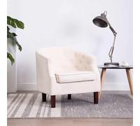 sephironlbb Fauteuil Beige en Tissu Polyester avec Pieds en Bois d'hévéa 65x64x65 cm Confortable pour Salon Bureau Chambre détente Assise avec accoudoirs Dossier rembourré Style élégant