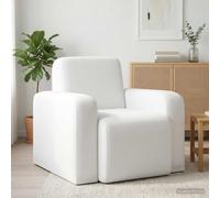 sephironlbb Fauteuil Blanc en Tissu Polyester avec Cadre en Bois, Assise Confortable et Dossier incurvé, accoudoirs Larges pour Salon, Chambre ou Coin Lecture, Usage intérieur, Design Moderne Simple