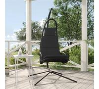 sephironlbb Fauteuil suspendu de jardin avec coussin, tissu Oxford gris foncé, cadre en acier stable, résistant aux intempéries, 106 x 93 x 195 cm, siège à bascule confortable pour balcon, terrasse