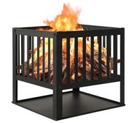 sephironlbb Foyer en acier 40 x 40 x 40 cm, cheminée de jardin avec grande chambre de combustion et étagère, source de chaleur décorative pour terrasse, foyer en bois pour des soirées confortables en