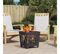 sephironlbb Foyer noir en acier 40 x 40 x 40 cm, cheminée d'extérieur carrée pour jardin et terrasse, résistant à la chaleur, antirouille, portable, idéal pour les soirées confortables avec feu et