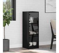 sephironlbb Haut Armoire en Bois d'ingénierie chêne Noir 35 x 37 x 109 cm, Buffet avec Portes en Verre, Rangement Multifonction pour Cuisine Salle à Manger Salon, Meuble Robuste et Design Rustique