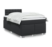 sephironlbb Lit à sommier tapissier, 120 x 190 cm, noir, avec matelas à ressorts ensachés, housse en cuir synthétique, éclairage LED et surmatelas pour le confort de la chambre à coucher
